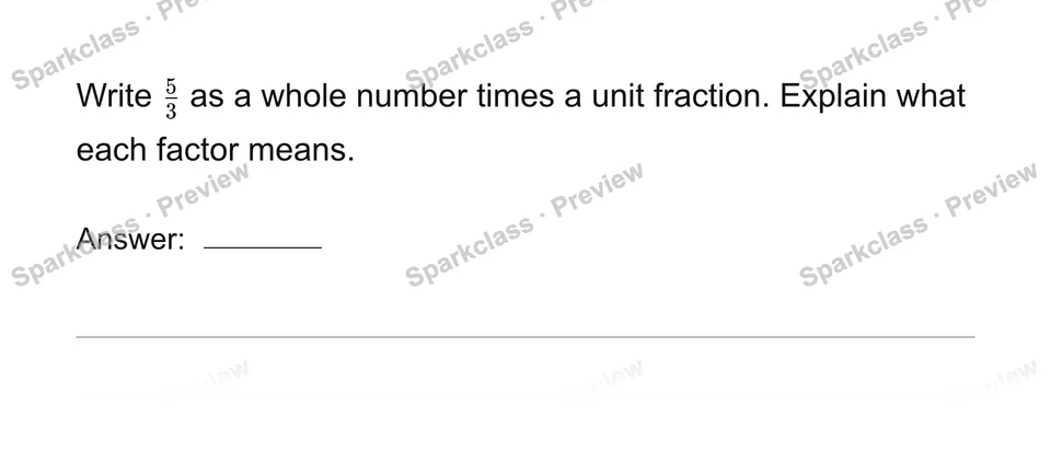 Express a fraction as unit-fraction multiples — Grade 4 problem preview