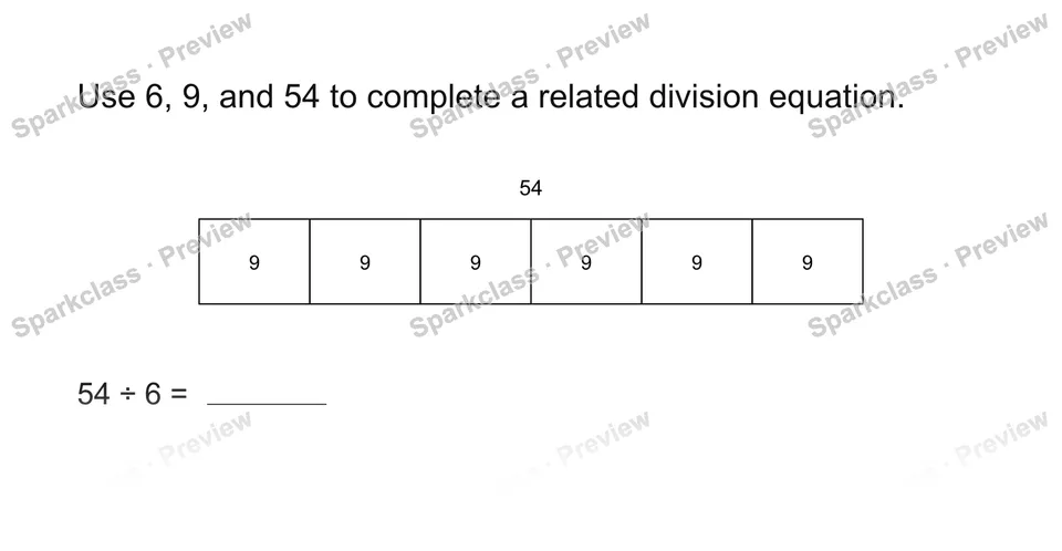 Complete the fact family — Grade 3 problem preview
