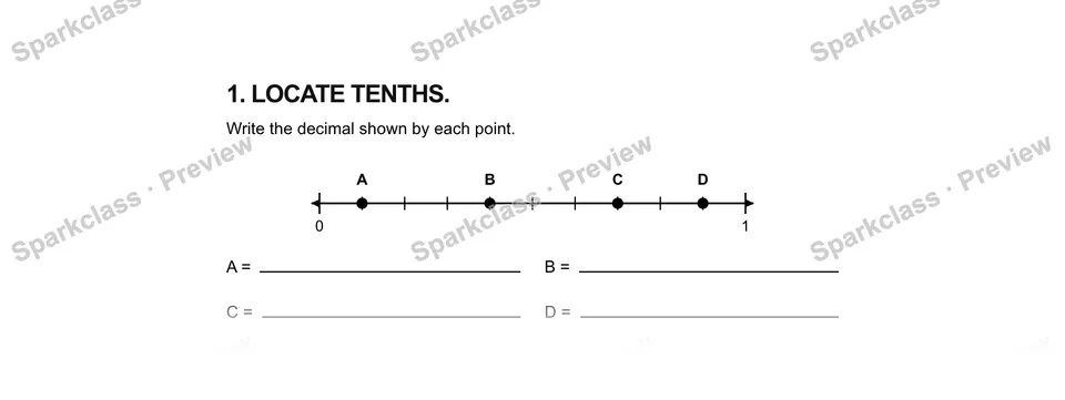 1.Locate tenths. — Grade 5 problem preview