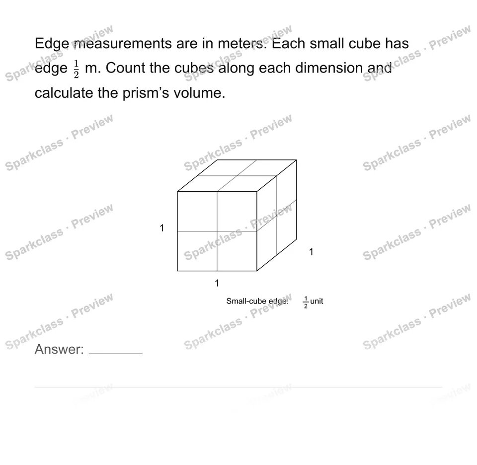 Use fractional edges and unit cubes for volume — Grade 6 problem preview
