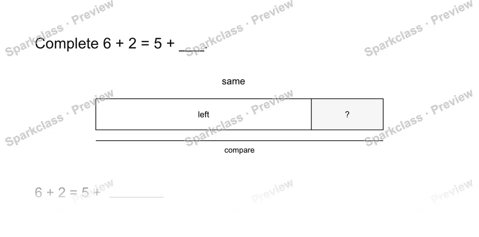 Balance the equation — Grade 1 problem preview