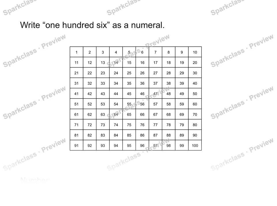 Write a numeral — Grade 1 problem preview