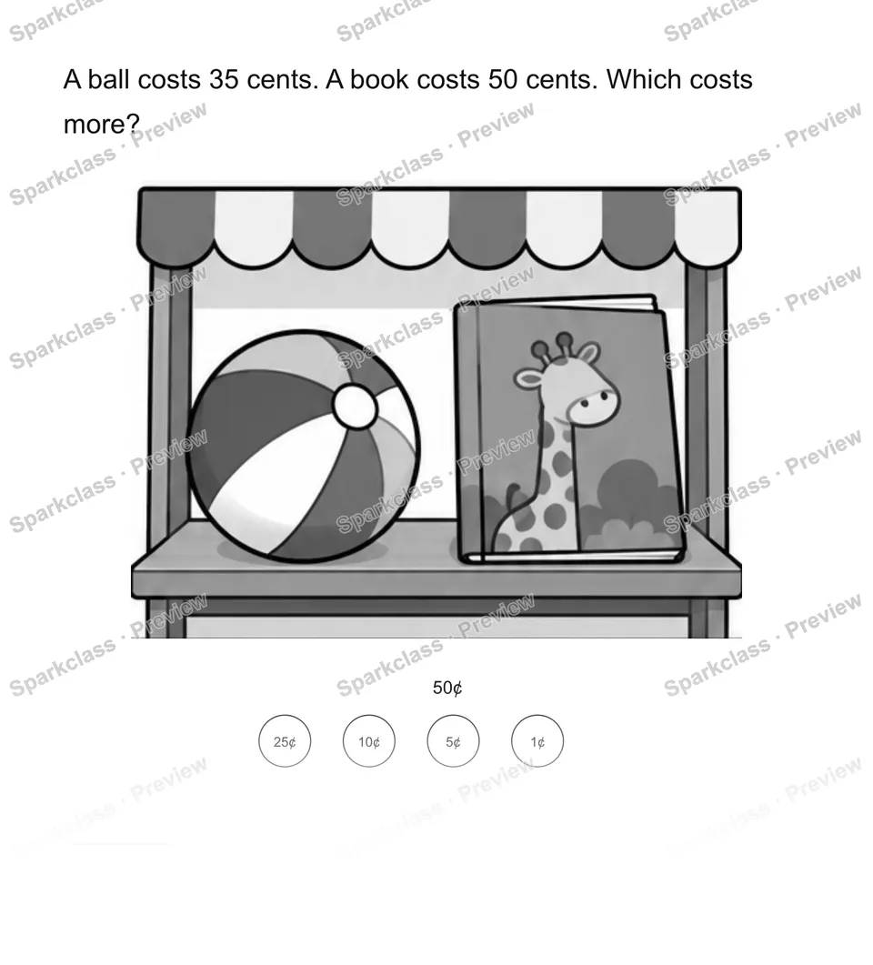 Compare prices — Grade 2 problem preview