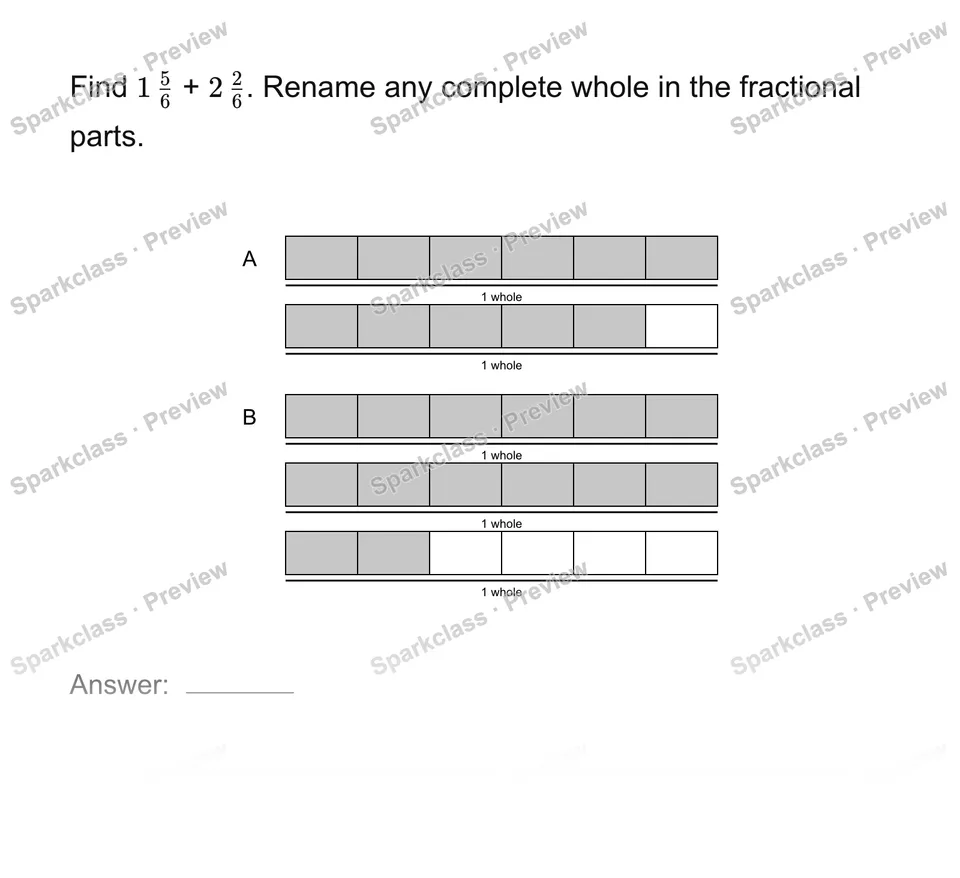 Add mixed numbers — Grade 4 problem preview
