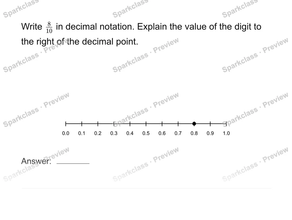Write tenths as decimals — Grade 4 problem preview
