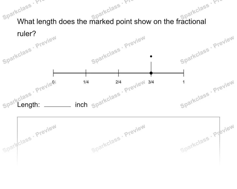 Read a fractional ruler — Grade 3 problem preview