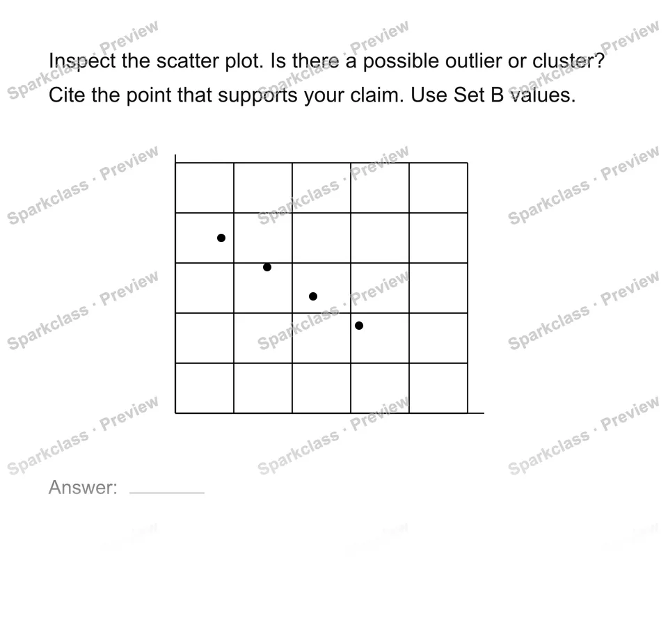 Identify clusters and outliers — Grade 8 problem preview