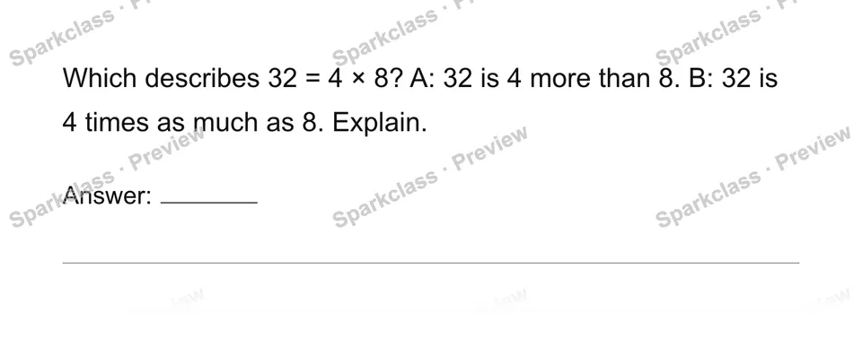 Match a statement — Grade 4 problem preview