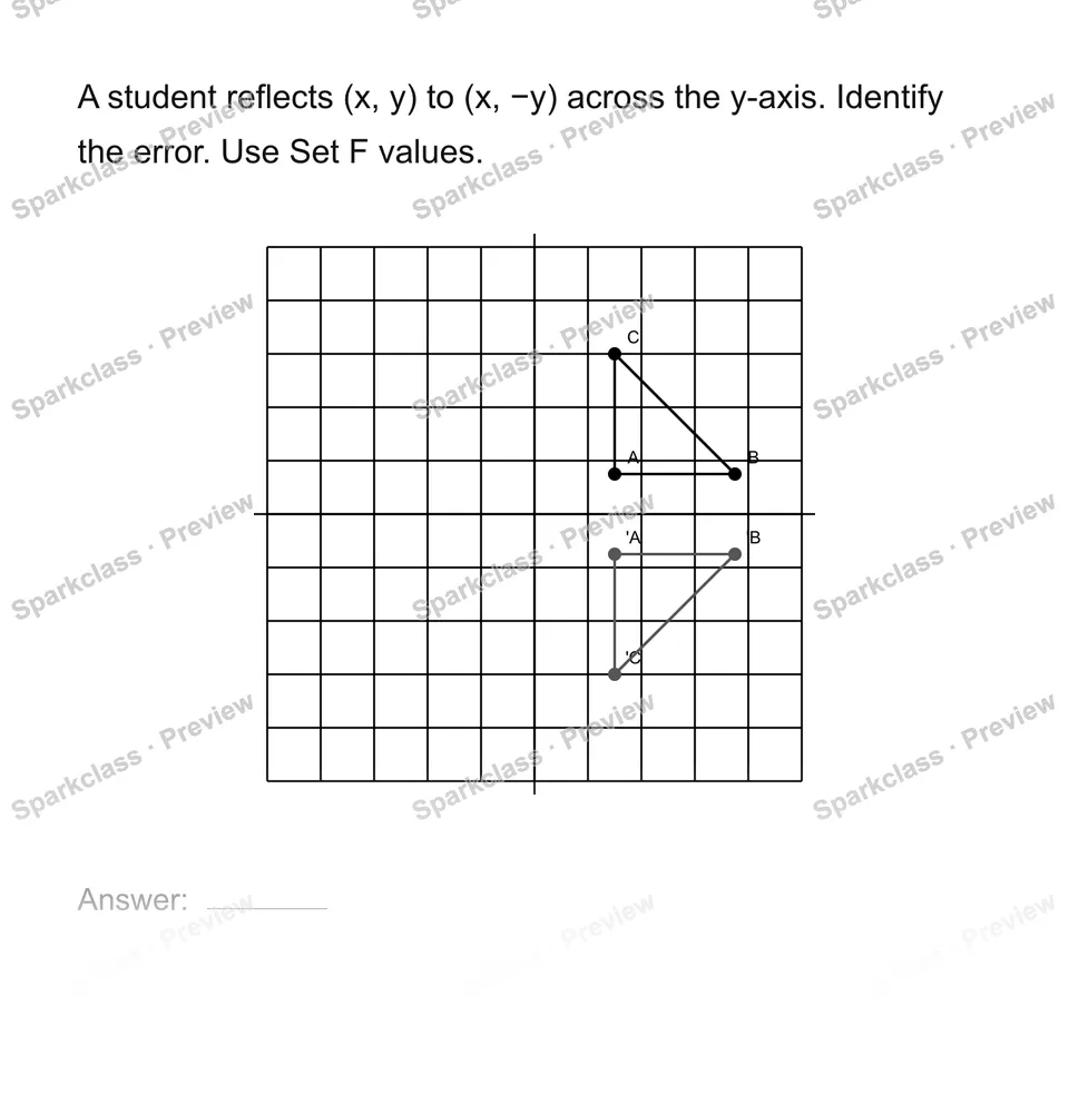 Find an error in a transformation — Grade 8 problem preview