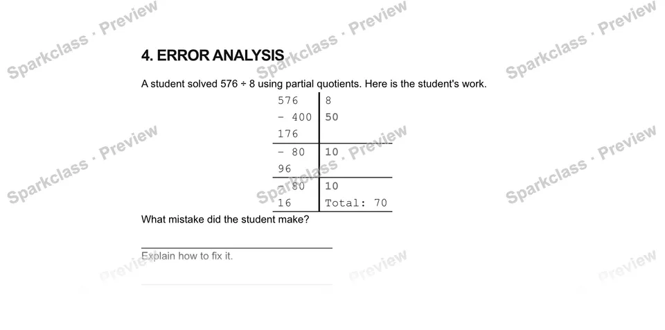 4Error Analysis — Grade 5 problem preview