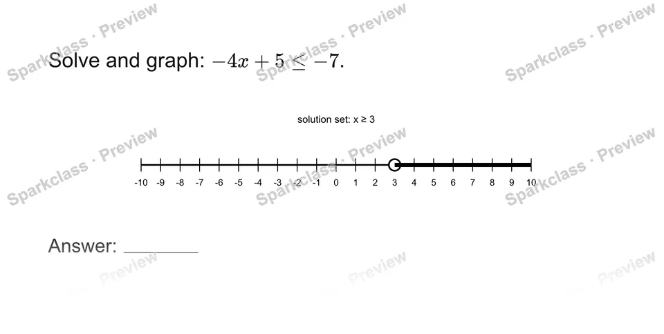 Solve a two-step inequality — Grade 7 problem preview
