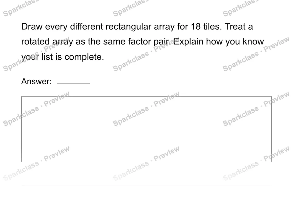 Build all factor arrays — Grade 4 problem preview