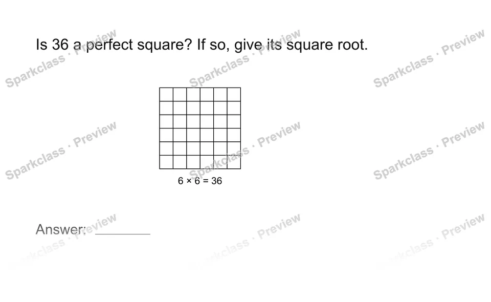 Identify perfect squares — Grade 8 problem preview
