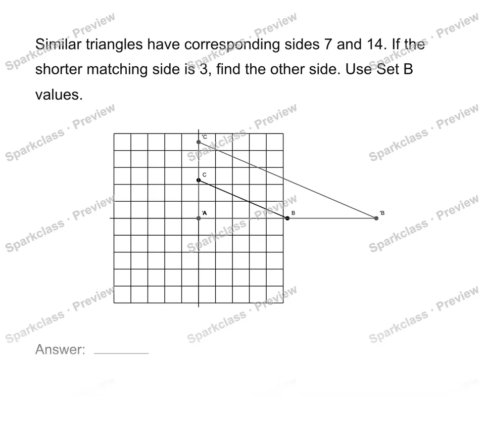 Find a missing side in similar figures — Grade 8 problem preview