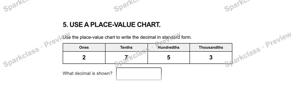 5Use a place-value chart. — Grade 5 problem preview