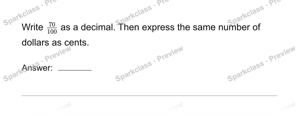 Write hundredths as decimals — Grade 4 problem preview