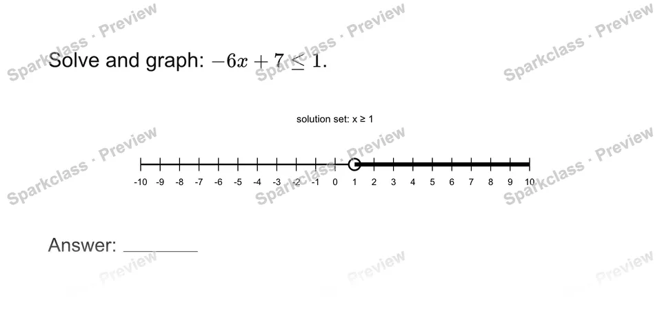 Solve a two-step inequality — Grade 7 problem preview