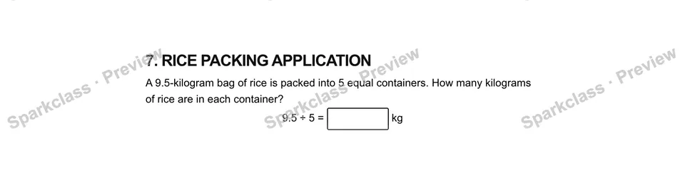 7.Rice packing application — Grade 5 problem preview