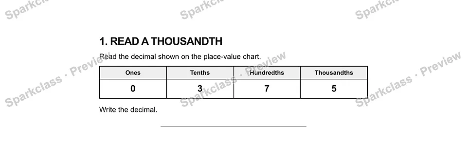1.Read a thousandth — Grade 5 problem preview
