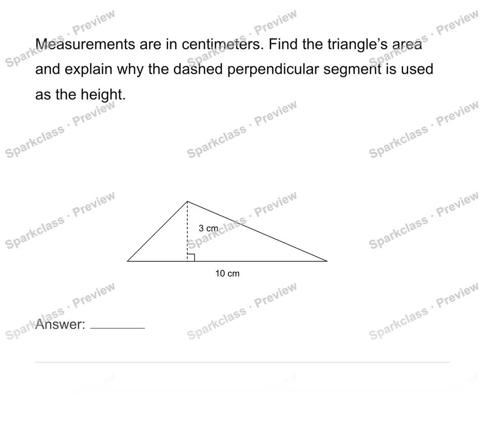 Derive and apply triangle area — Grade 6 problem preview