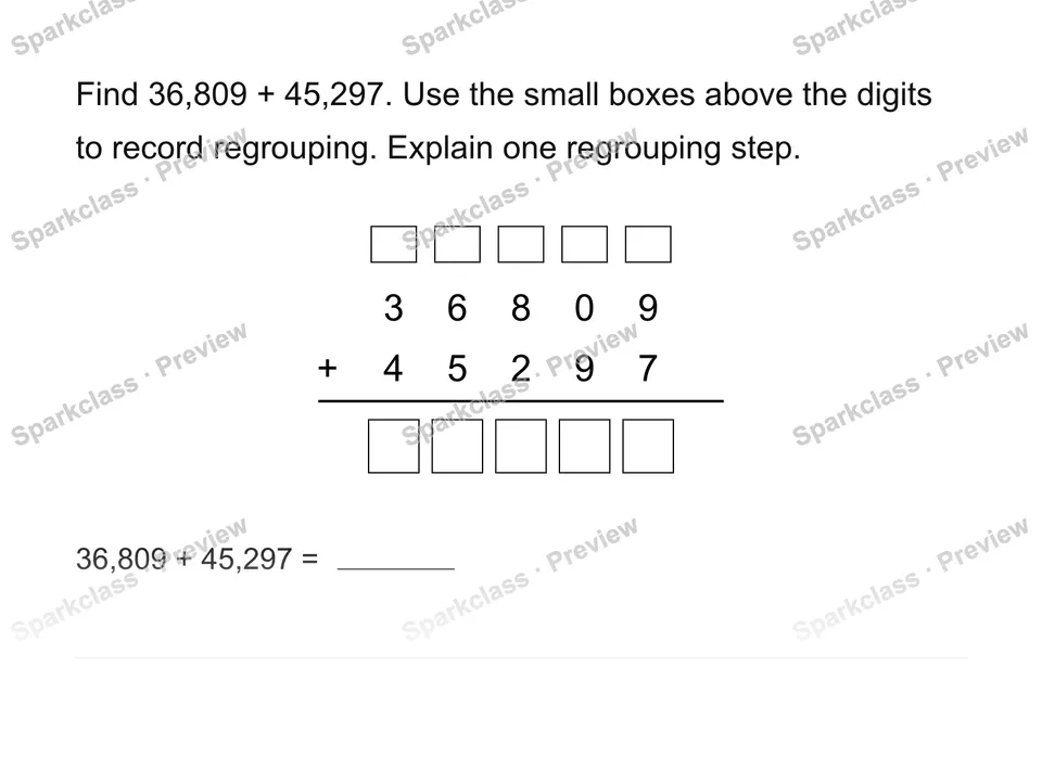 Add whole numbers — Grade 4 problem preview