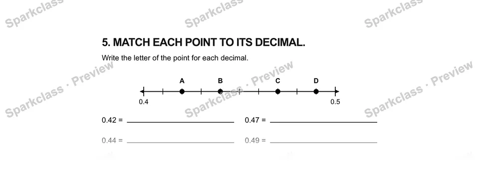 5.Match each point to its decimal. — Grade 5 problem preview