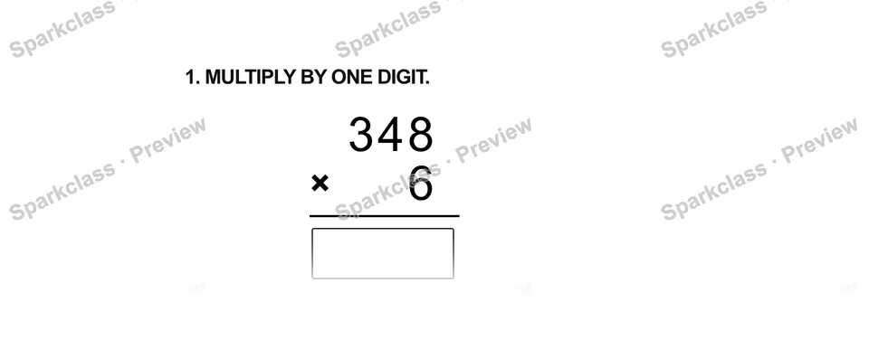 1.Multiply by one digit. — Grade 5 problem preview