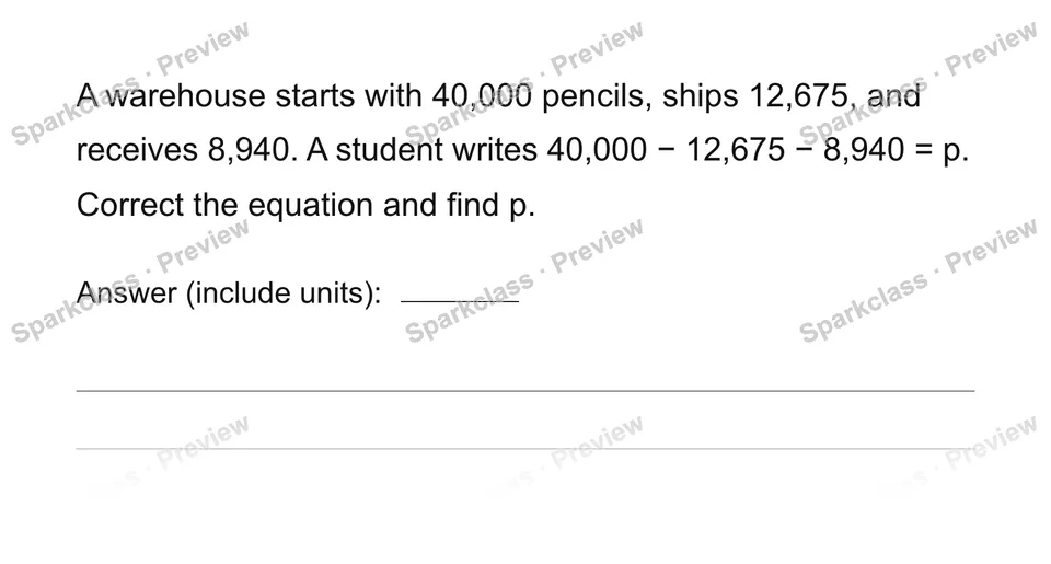 Check a proposed equation — Grade 4 problem preview