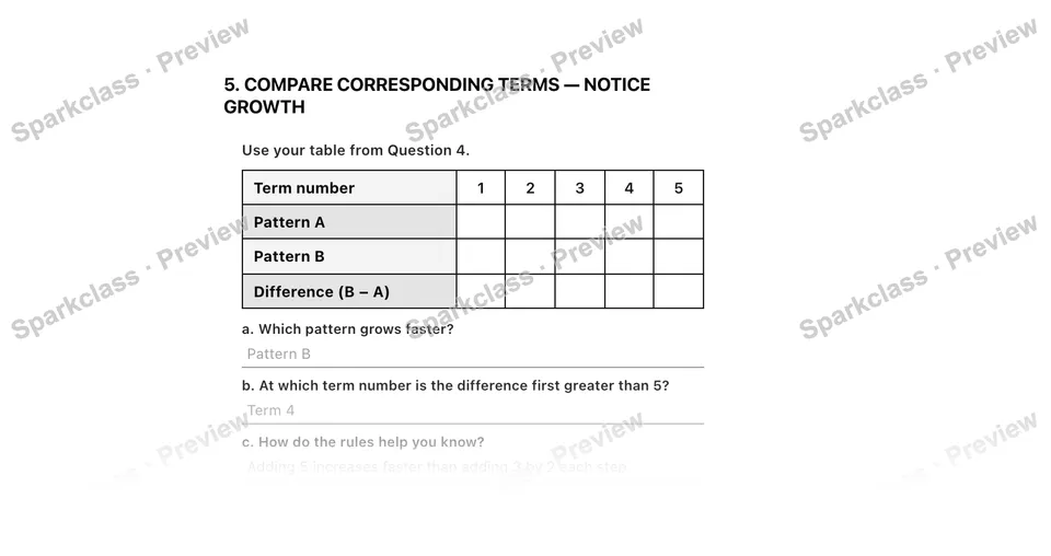 5. Compare corresponding terms — Notice growth — Grade 5 problem preview