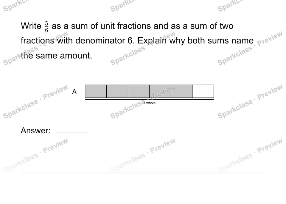 Decompose a fraction in two ways — Grade 4 problem preview