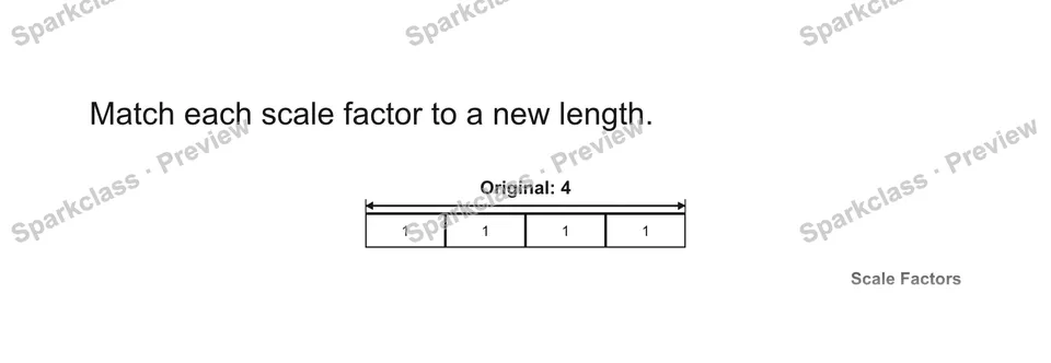 Match each scale factor to a new length. — Grade 5 problem preview