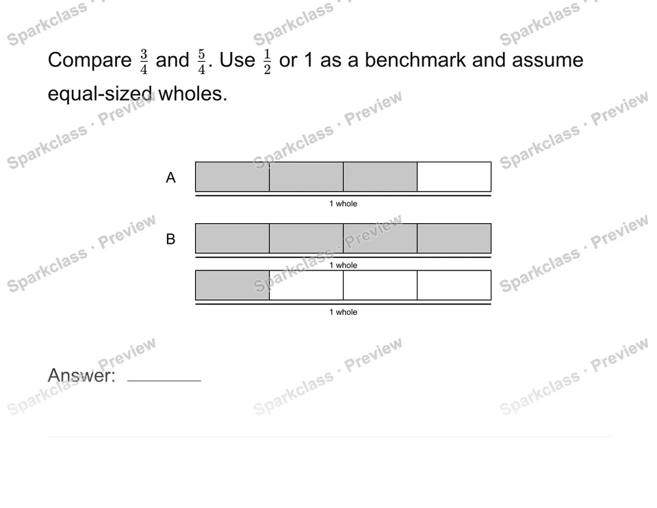 Compare using benchmarks — Grade 4 problem preview