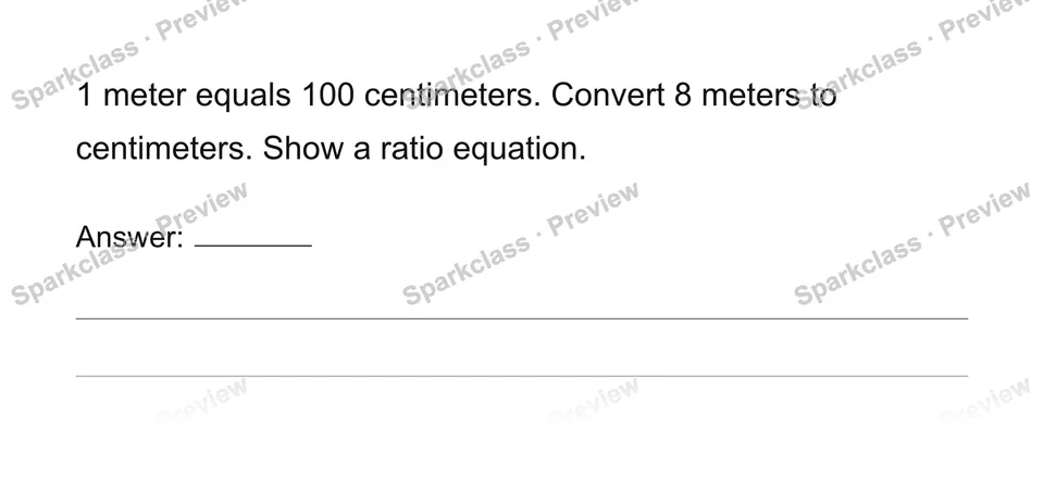 Convert measurement units with ratios — Grade 6 problem preview