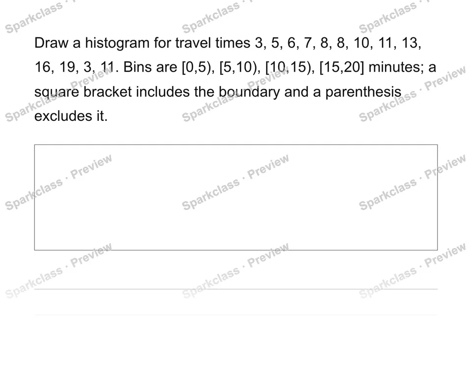 Construct and interpret equal-width histograms — Grade 6 problem preview