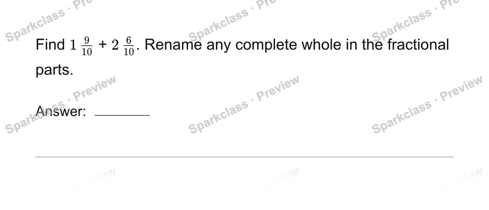 Add mixed numbers — Grade 4 problem preview