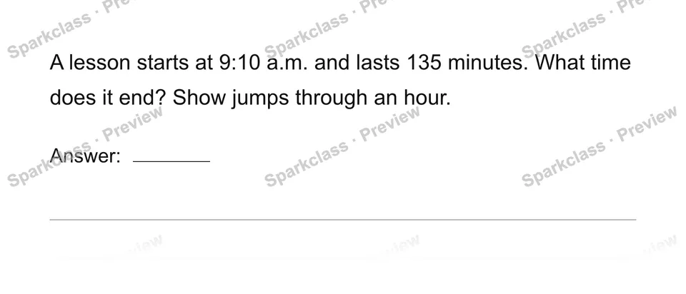 Calculate elapsed time — Grade 4 problem preview