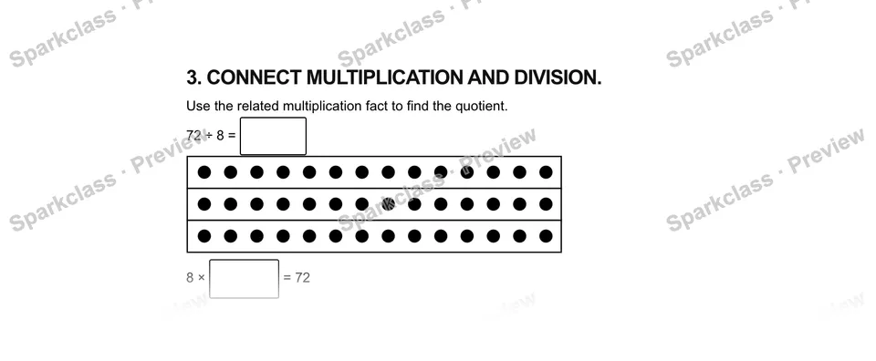 3.Connect multiplication and division. — Grade 5 problem preview