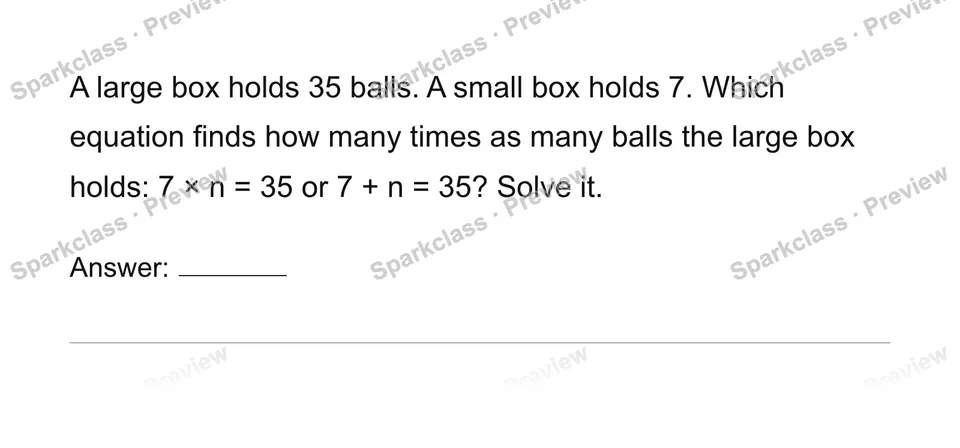 Identify the unknown — Grade 4 problem preview