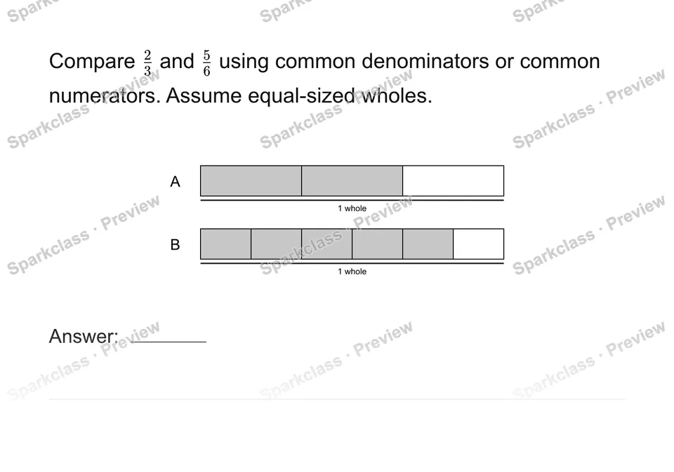 Compare with equivalent forms — Grade 4 problem preview