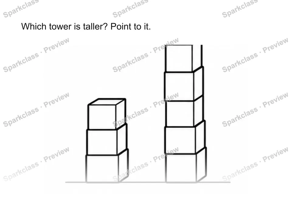 Compare length and height directly — Kindergarten problem preview
