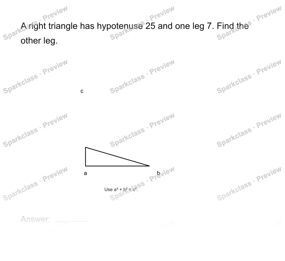 Find a missing leg — Grade 8 problem preview