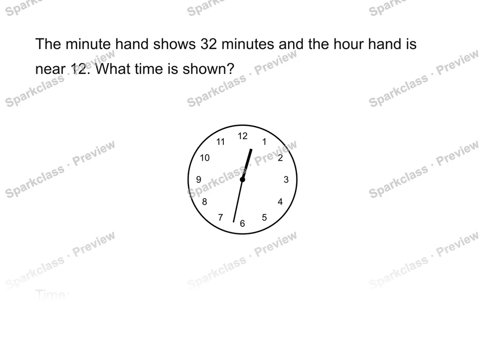Read time to the minute — Grade 3 problem preview