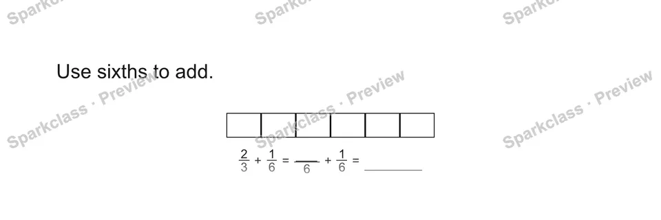 Use sixths to add. — Grade 5 problem preview