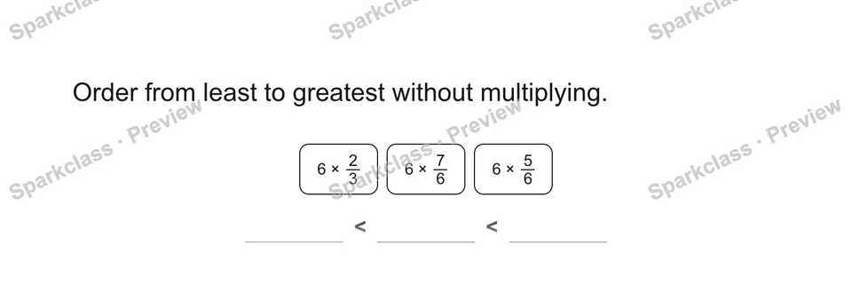 Order from least to greatest without multiplying. — Grade 5 problem preview