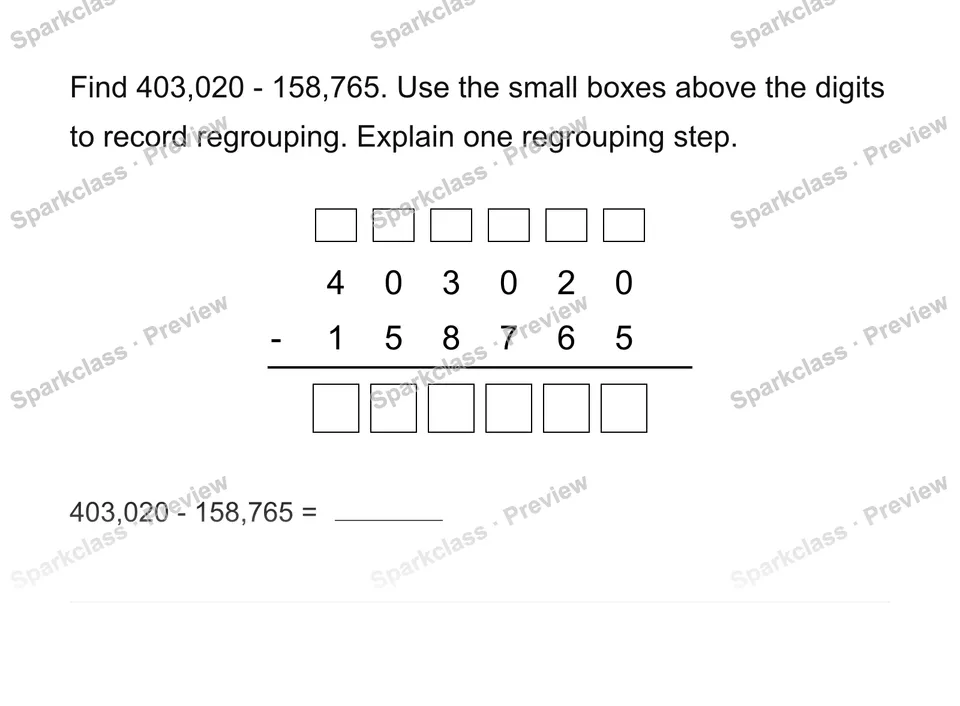 Subtract whole numbers — Grade 4 problem preview