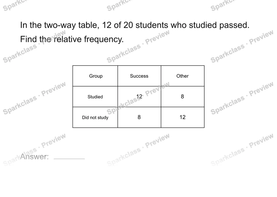 Read a two-way table — Grade 8 problem preview