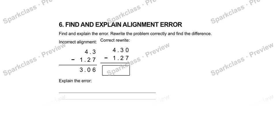 6.Find and explain alignment error — Grade 5 problem preview