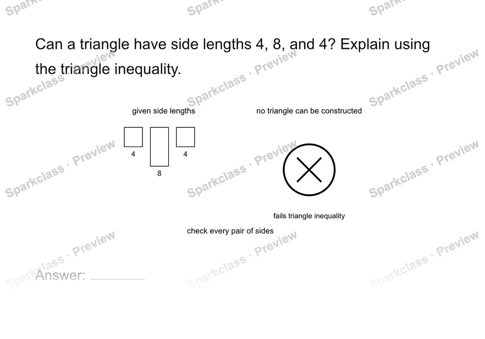 Test triangle existence — Grade 7 problem preview