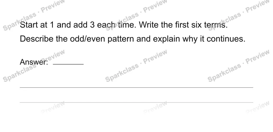 Generate and explain a number pattern — Grade 4 problem preview