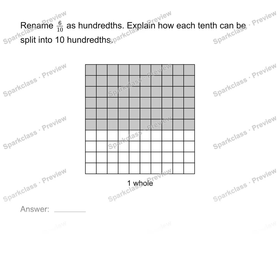 Connect tenths and hundredths — Grade 4 problem preview